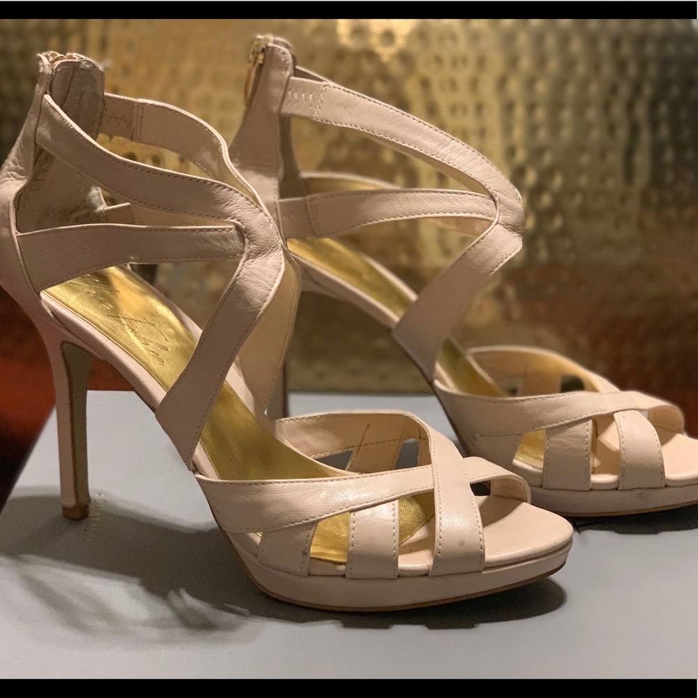 Marc Fisher beige strappy heels.